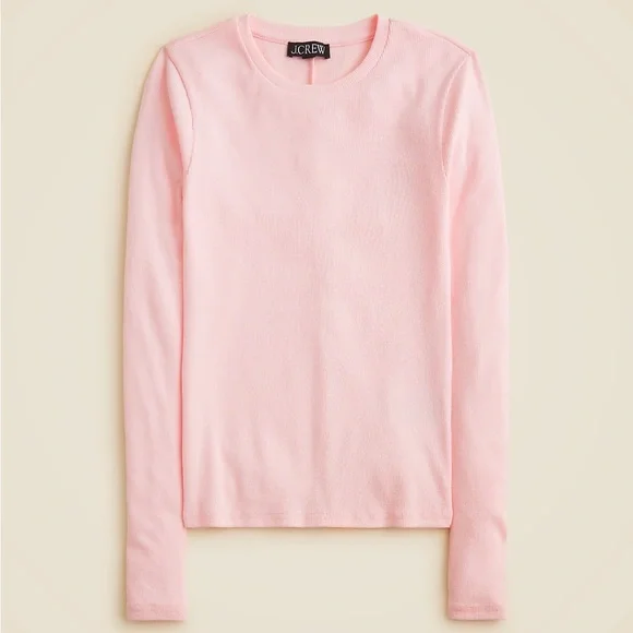 J. Crew Women's Perfect Rib Long Sleeve T-Shirt in washed out pink - Picture 1 of 1